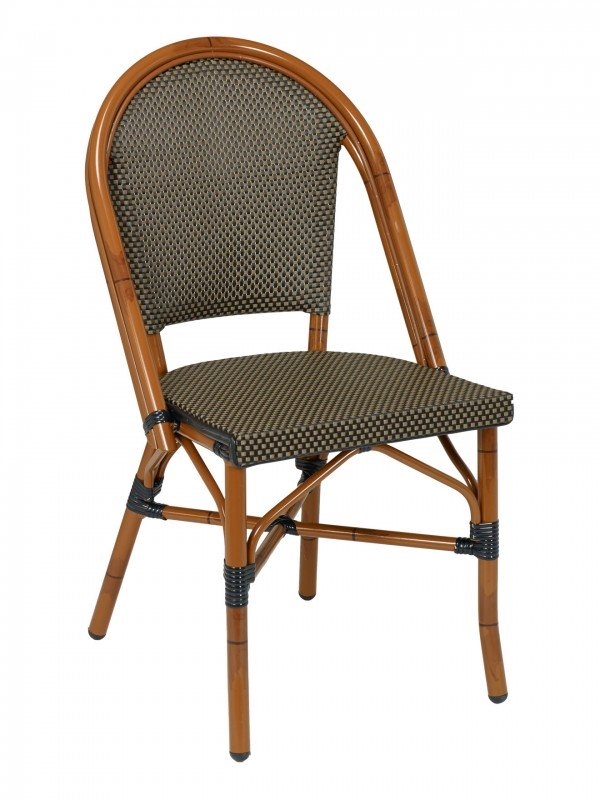 Rattan Chair with Textilene Mesh Black/Coffee Weave Black/Chocolate or Light/Basket