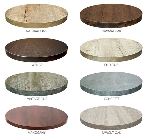 Laminate Restaurant Dining Tabletops: In Stock 2" thick.  Exciting Colorful Designs