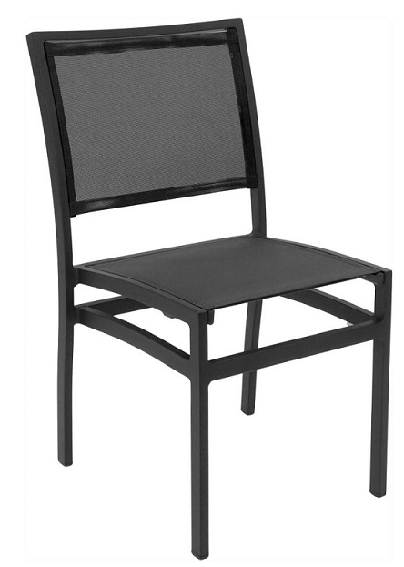 05 Batyline Stack-able Outdoor Restaurant Black Mesh Weave Chairs