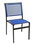 Outdoor Restaurant Blue/Black Mesh Batyline Restaurant Chairs