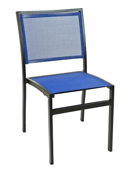Outdoor Restaurant Blue/Black Mesh Batyline Restaurant Chairs