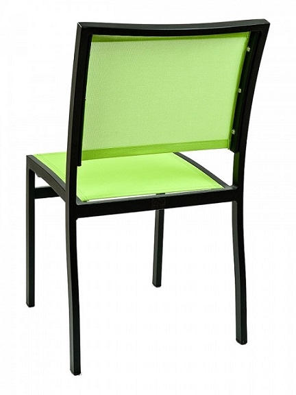 05 Outdoor Batyline Sling Mesh:  Green/Black Patio Dining Chairs
