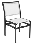 White Weave/Black Frame Patio Dining Chairs
