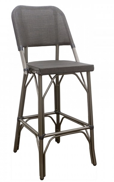 Rattan Bar Stool with Charcoal Mesh Weave