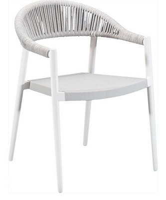 Modern  White Grey Rope Outdoor Arm Chair