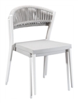 Modern  Light Grey Rope White Frame Arm Chair