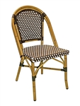 French Rattan Bistro Al Chair; Brown/Ivory