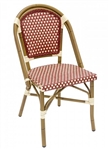 Rattan Bistro Aluminum Chair: Burgundy/Ivory