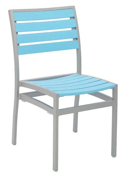 Aqua Teak Slat Blue Dining Chairs