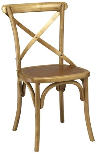 Rustic Natural Cross Back Wood; Farm House Chair