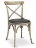 Cross Back Rustic Grey Wash Wood Dining Chair