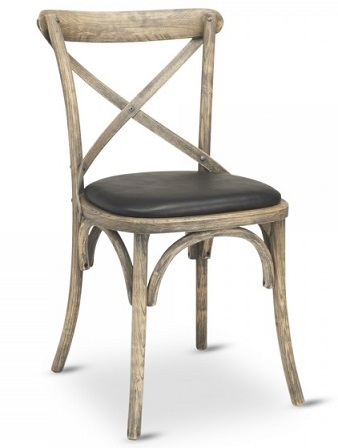 Cross Back Rustic Wood Bistro Dining Chair