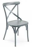Cross Back Grey Steel Frame Chair