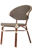 Modern Outdoor Restaurant Seating,Rattan Chair,Brown / Ivory weave, and Powder Coated Commercial Frame,