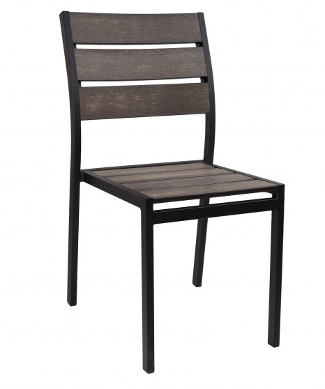 Teak Faux Black Side Chair: Brushed Brown