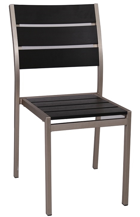 Teak Brushed Aluminum Chair: Black