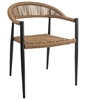 Rope Wicker Outdoor Arm Chair: Tan /Grey