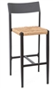 Tan Wicker Rope Bar Stool with Black Frame