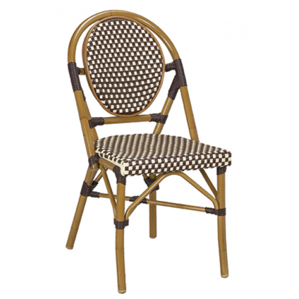 Bistro Rattan Aluminum Chair; Brown/Beige