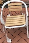 Cafe Bistro Seating; All Weather Teak Wood Slat Chair with Anodized Frame @ comfortable prices.  Cafes, Restaurants, Commercial Seating