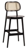 Modern Wood Bar Stool  with Natural Cane Back