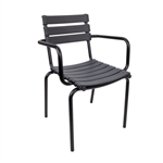 Outdoor Stackable Resin Arm Chair: Black