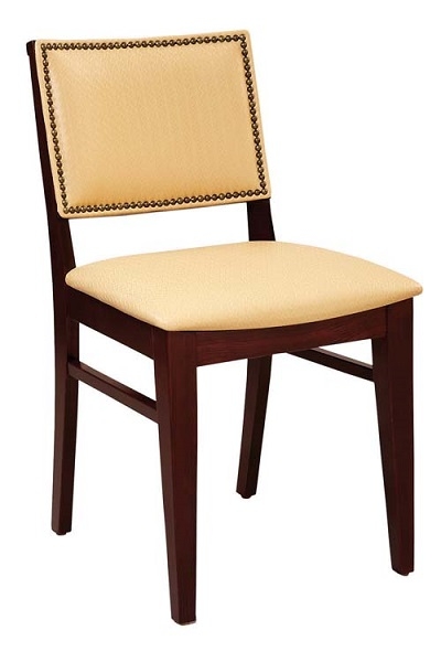 Upholstered with Nail Head Trim Restaurant Wood Chair