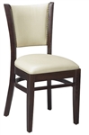 Upholstered Nail Head Restaurant Wood Dining Chair: Black, Dark Mahogany, Cherry