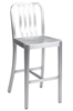 Navy Brushed Aluminum Bar Stool with stretchers; heavy weight.