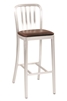 Navy Brushed Aluminum Bar Stool with stretchers, and Padded seat heavy weight.