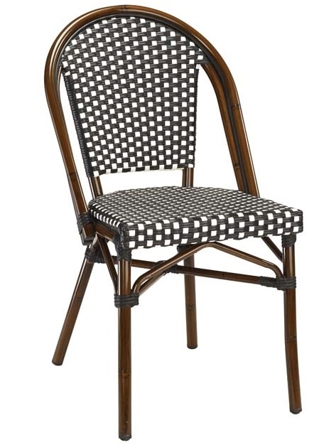 Bistro Rattan Chair With Black White Weave - Black And White Woven Patio Chairs