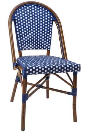 Paris: Rattan Aluminum Chair Blue White Weave