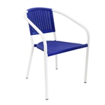 Outdoor Wicker Arm Chair: Royal Blue/White