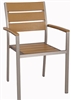 Wide Teak Slat Faux Wood Arm Chair