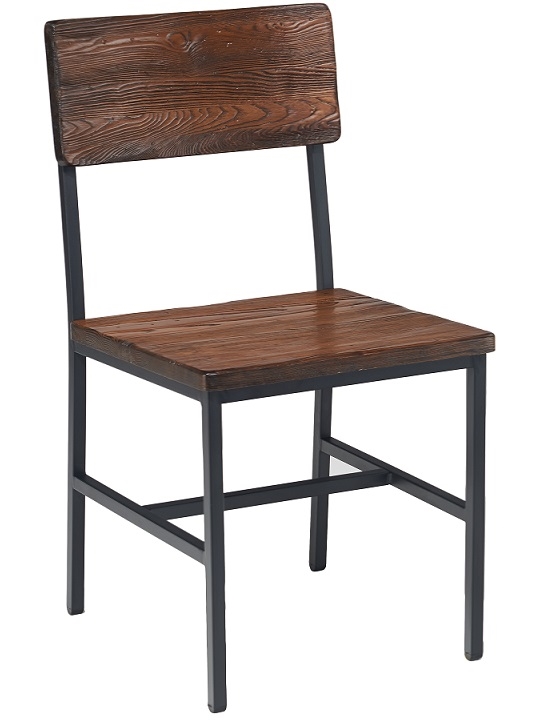 Reclaimed Wood Black Metal Industrial Chair