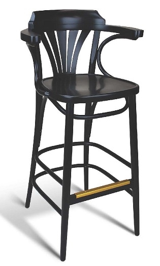 Classic Bent Wood Fan Back Arm Chair, Bar Stool Chairs With Backs And Arms