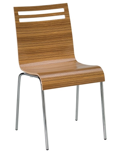 Bent Wood Zebra  Stacking Chair. Real Wood Veneer Seat & Back.