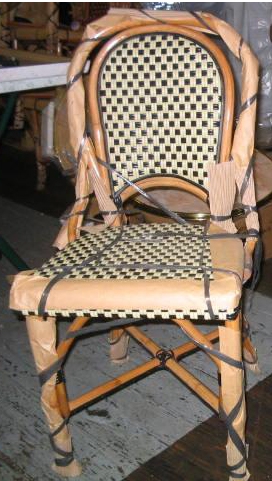 Parisian Rattan Wood Bistro Chair: Creme/Black
