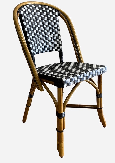 17 CT 81 Rattan Wood Black/White Chair: In Stock