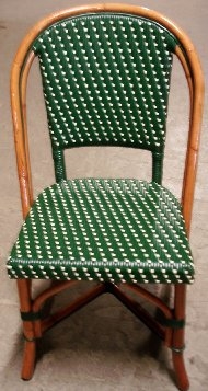 Rattan Wood Parisian Dining Chair; Green/Ivory