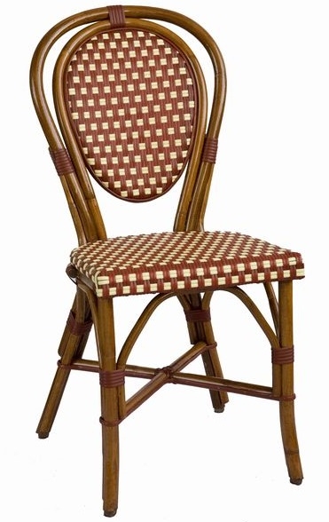 Frenchie De Bistro Rattan Wood Chair w/ Bordeaux/Creme weave