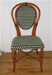 Rattan Wood Chairs:  Dark Green/Ivory