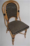 Authentic Rattan WOOD dining chair, Black/Beige glossy weave,Natural frame, black bindings, and coat of marine varnish