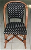 Parisian Rattan Wood Chair:   Black/Ivory Weave