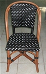 Rattan Bistro Wood Chair w/ Black/Ivory weave