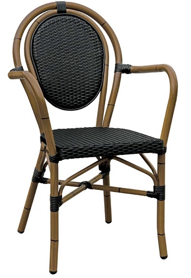 Black Weave Rattan Arm Chair