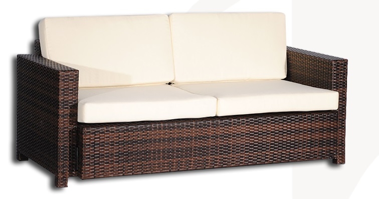 Double Sofa Wicker Espresso Weave with Cushion