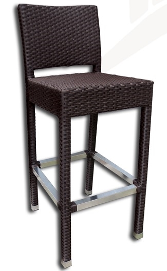 Wicker Weave Bar Stool  with Aluminum Foot Rest