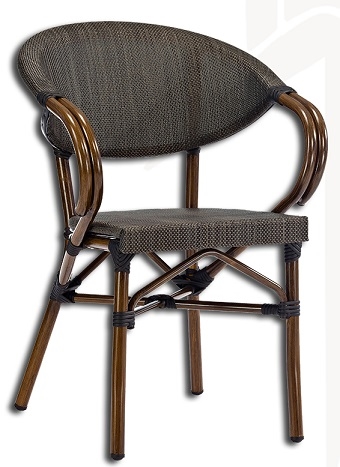 Rattan Aluminum Espresso Mesh Arm Chair