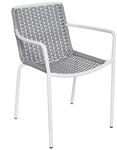 Outdoor Gray/White Wicker Arm Chair